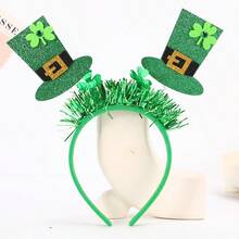 1PC/3PCS Irish Festival Party Shamrock Hairband, St. Patrick's Day Exclusive Party Photo Prop Headband, Festive Hair Clip With 3D Shamrock Mini Hat (Style Random) - Multicolor - View 1