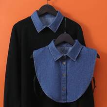 Cuello falso, decoración de cuello de camisa versátil para las cuatro estaciones, cuello puntiagudo a juego con suéter de mezclilla, cuello redondo de alta gama unisex, collar decorativo utilizable de unicolor para boda, fibra de poliéster - Color claro - Ver 1