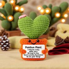 1pc Handmade Crochet Desktop Decor, Cute Succulent Heart Shaped Potted Plant, Ideal Gift For Best Friend, Birthday, Girlfriend, Sister, Mom, Grandma, Coworker, Family, Positive Emotion, Creative, Party, Halloween, Christmas, Appreciation, Room/Bedroom Decor, Children Plush Doll, Keychain Pendant, Small Gift