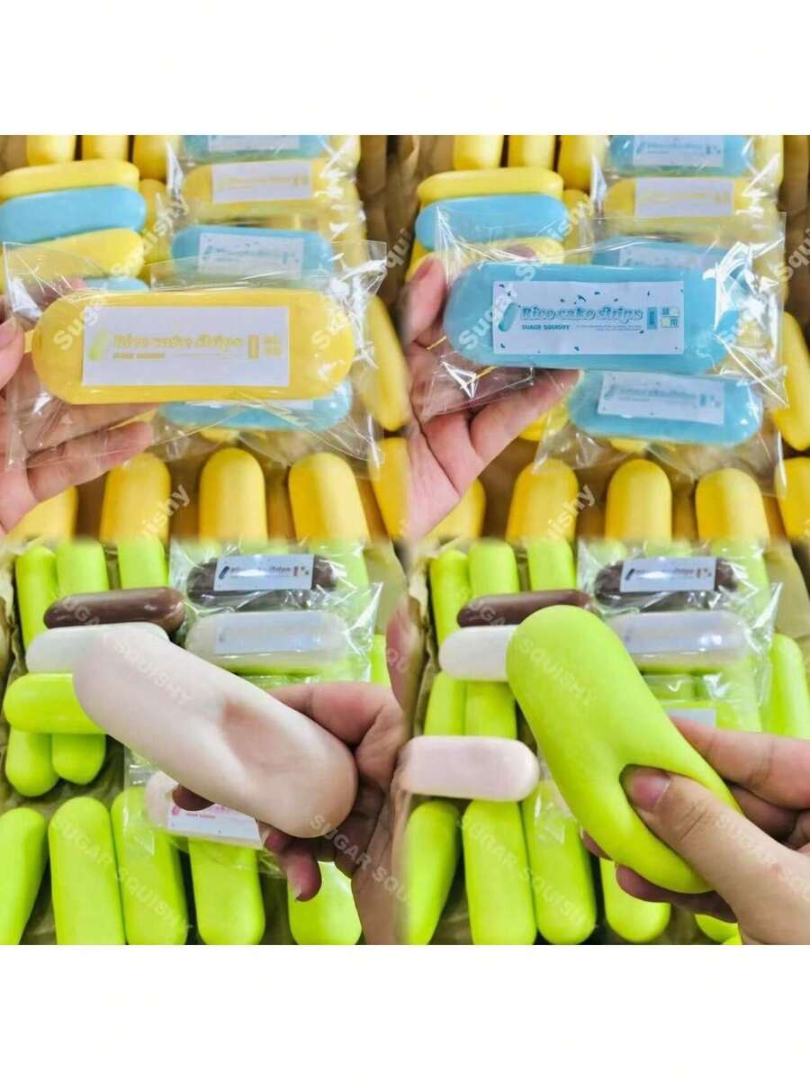 6 piezas Juguete de apretón lento tipo mochi para el pulgar, juguete apretable para alivio del estrés, regalo de relajación - Multicolor - Ver 1