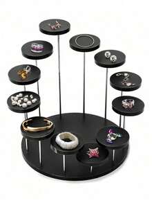 1 Piece 12-Tier Acrylic Vertical Mini Display Stand, 12 Round Acrylic Mini Disc Displays For Jewelry, Rings, Earrings, Mini Art, Mini Figurines, Cupcakes, Adjustable Vertical Display Set, Suitable For Stores, Galleries, Exhibitions And Home Use, Available In Transparent, Black, White