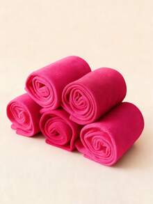 5 Pairs Women's Soft & Fashionable Magenta Knee-High Socks - Hot Pink - View 5