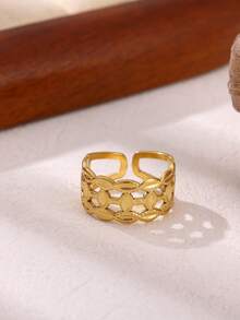 Heart Cubic Zirconia Rings For Womenl Gold Color Stainless Stee Ring Wedding Band Couple Jewelry Freeshipping Items - Yellow Gold - View 4