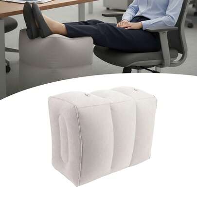 Inflatable Airplane Foot Rest Pillow, Adjustable Height Travel Foot Rest With Storage Bag, Portable Leg Elevator For Flights, Office & Home Use