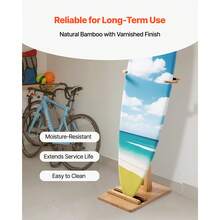 Vertical Surfboard Stand, Wooden Surfboard Rack For Storage And Display, Adjustable & Freestanding Board Stand Organizer With Padding, For Wakeboards, Snowboards, Kiteboards, Shortboard, Skis - Floor-standing 1-story Unit - View 5