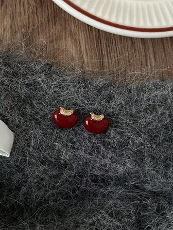 女士红元宝耳环套装（2件），奢华风水耳环，新年礼物，2025新款