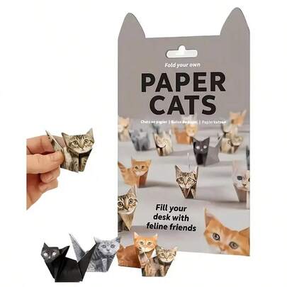 DIY Paper Cats Origami Kit - Complete Step-By-Step Book With 20+ Breeds (Tabby, Tuxedo, Maine Coon) - Easy-To-Fold Papercraft For S, &, No Glue/Easy Assembly, Origami Art Gift For Cat Lovers & Collectors