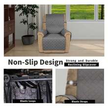 Recliner Chair Slipcover Reversible Sofa Cover Water Resistant Couch Cover Furniture Protector With Elastic Straps For Pets Dog Recliner 22 Inch, Gray/Light Gray - Multiwarna 1997 - View 2