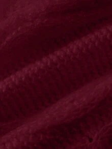 FOR BEAUTY Autumn/Winter New Round Neck Twist Floral Long Sleeve Knit Sweater, Women's Loose Fit Burgundy Minimalist Chic Commuting Style Pullover, Burgundy Long Sleeve Casual Relaxed Fit Warm Top, New Year - Burgundy - View 7