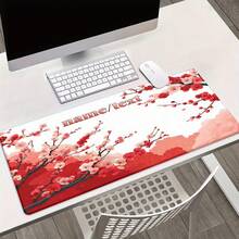 1 pieza Alfombrilla de ratón personalizada con nombre y estampado de flores de ciruelo rojo HD - Alfombrilla de escritorio multifuncional para jugadores de PC, base de goma duradera, diseño floral vibrante, regalo perfecto para familiares y amigos, accesorio de computadora, accesorio de escritorio elegante, superficie suave - 70 x 30 cm (27,5 x 11,8 pulgadas) - Ver 6