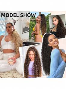 Tóc giả đuôi ngựa dài 28 inch, kiểu gợn sóng xoăn, sợi tổng hợp nhiều lớp chịu nhiệt, tóc giả sợi chịu nhiệt gợn sóng xoăn, unisex, dễ đeo, màu đen nâu, phù hợp cho tiệc tùng và tạo kiểu hàng ngày, phù hợp với mọi tông da, kiểu cơ bản, sợi chịu nhiệt cao, vẻ ngoài tự nhiên. - Nâu đen - Xem 7