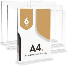A4 Acrylic Sign Holder 6pack TShape DoubleSide A4 Perspex Display Stand Clear Poster Menu Holders For Office Shop Restaurant School - Ta46pcs - View 1
