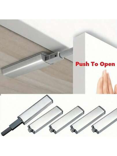 不锈钢缓闭阻尼器，适用于橱柜门，按压式无把手开启，隐藏式磁吸闭合，适用于隔音柜、厨房橱柜、抽屉和家具门。