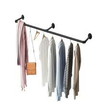 72-Inch Industrial Pipe Wall Mounted Garment Rack For Women's Clothing Store Display, Room Decor, Laundry Area, And Boutique Showroom Organization; Rustic Steel Pipe Frame With Heavy-Duty Support, Durable Finish, Easy Wall Mounting, Versatile Hanging Rack For Seasonal Apparel, Retail Window Display, Fitting Room Setup, And Space-Saving Wardrobe Organization In Apartments And Small Shops