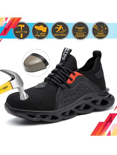 Dian Sen Scarpe antinfortunistiche con punta in acciaio leggero, scarpe sportive da lavoro facili da indossare, stivali da lavoro traspiranti e sportivi, scarpe da lavoro con punta in acciaio, stivali da lavoro anti-perforazione, scarpe da lavoro anti-infortunistiche con punta in acciaio, scarpe da trekking, scarpe da arrampicata, scarpe da uomo, scarpe da lavoro per donna