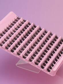 Ayrmilla 120簇单簇混合假睫毛，美观舒适，防水耐用，结实牢固，透明无刺激，是理想的化妆工具。日常工作会议必备，自然逼真，蓬松柔软，3D水貂毛质感，套装包含胶水、镊子和睫毛刷。 - 黑色 - 查看 2