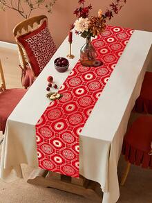 1件装 2026年中国新年快乐桌旗，红色中国新年缎面桌旗，2026新年派对家居房间厨房餐桌装饰，2026新年派对家居房间餐桌装饰，新年派对背景桌旗桌布，家庭派对用品桌布，新年礼物，派对礼品 - 紅色新年 - 查看 7