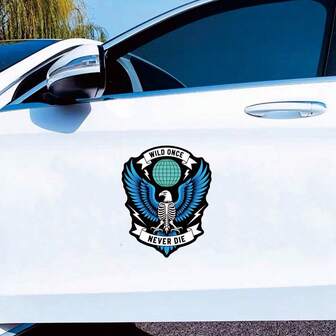 1pc Car Sticker Eagle WILD ONCE/NEVER DIE Decal For Car Body, Door, Rear Glass, Side Window, Motorcycle, Scratch Cover, Vinyl Material, Waterproof, Sunproof, No Residue