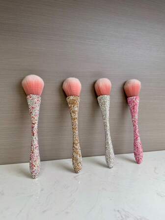 Nuevo cepillo de polvos para la cintura con rhinestones, cepillo de maquillaje de pelo suave extra grande para rubor, herramienta de manicura, artesanal de lujo, regalo elegante para mujeres, portátil para viajes