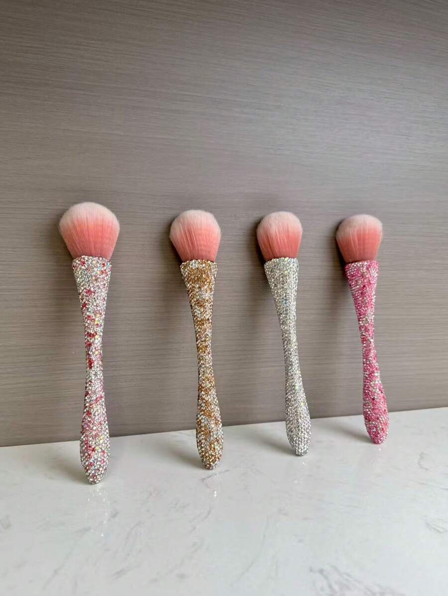 Nuevo cepillo de polvos para la cintura con rhinestones, cepillo de maquillaje de pelo suave extra grande para rubor, herramienta de manicura, artesanal de lujo, regalo elegante para mujeres, amigable para viajar