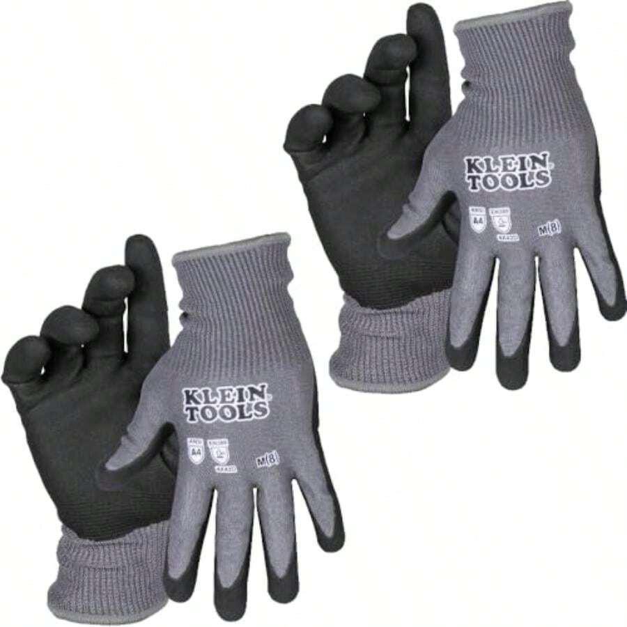 Klein Tools 60588 | Guantes nivel de corte A4 con recubrimiento antiderrapante | Protección avanzada y ajuste cómodo | Guantes electricista | Herramientas | Talla | 2 pares | Pantalla táctil(M) - Multicolor - Ver 1