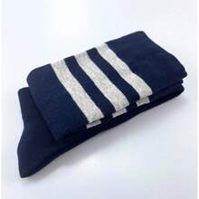 Women Thigh High Socks Cotton Warm Over The Knee High Leg Warmers Long Boot Socks With Stripes,28433038 - 藏蓝色 - 查看 5