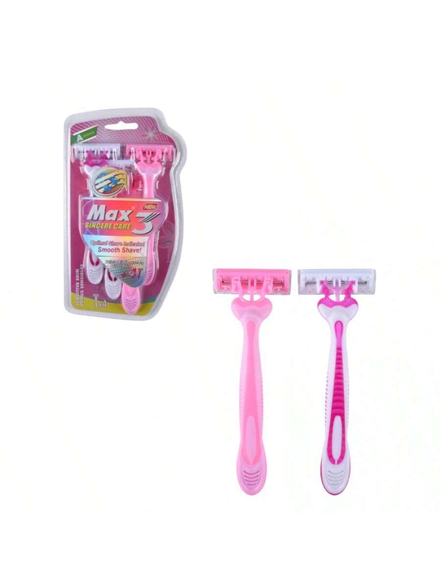 Maquinillas de Afeitar para Mujer, 4 Piezas, Mango de Celulosa, Hoja de Acero Inoxidable Importada de 3 Capas