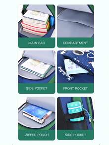 新款宇航员背包，适合小学1-6年级、6-12-16岁学生，轻便双肩背包，男女通用，太空人造型，大容量，可爱又时尚 - 黑色 - 查看 10