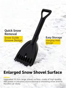 3-In-1 Snow Shovel/Ice Scraper/Frost Brush, ABS Plastic Body With EVA Non-Slip Handle, Suitable For Winter Car Accessories - Black - View 4