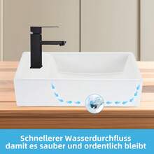CBJKTX Vasque à poser ovale en céramique avec robinetterie, revêtement nano et effet lotus, blanche, petit meuble-lavabo, 41 x 33 x 14,5 cm, WC invités - Blanc - 40 cm - Gauche - Voir 4