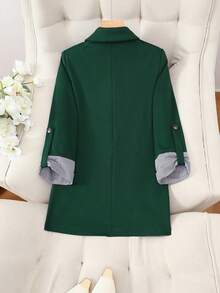 Women's Elegant Solid Color Peaked Lapel Fake Pockets Commuter Daily Work Wear Suit Jacket Top - Green - View 8