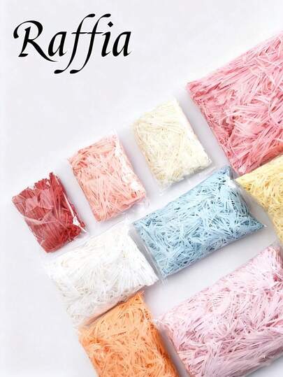 Giấy nhăn nhiều màu sắc, chất độn bằng sợi raffia, thích hợp để tự làm hộp quà, đóng gói, trang trí đám cưới, gói quà, trang trí quà tặng lễ Phục sinh và trang trí tiệc sinh nhật.