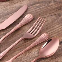 5Piece Rose Gold Silverware Flatware Set Service for 1 Stainless Steel Cutlery Set include Dinner Knife Table Fork Table Spoon Salad Fork Tea spoon for Wedding Dishwasher Safe - 5Ororosa - Ver 4