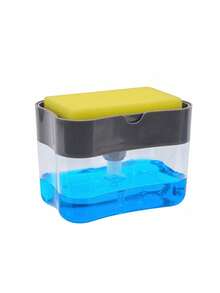 Kitchen Cleaning Kit Detergent Outlet Box+Sponge Two Pieces Press-Type Automatic Outlet Box Scouring Pad Dish Brush
