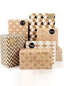 5pcs Gift Paper DIY Gift Wrapping Paper, Size 70*50cm/27.6*19.7in, Suitable For: Gift Giver, Relatives And Friends. Suitable For Various Occasions: Birthday Parties, Holiday Celebrations, Business Gifts. Variety Of Styles - Multicolor - View 8