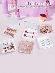5/10/20pcs Set Transparent Nail Art Storage Box With Lid, Plastic Molded Nail Display Case - Multicolor - View 5