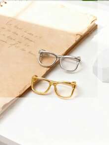 眼镜造型胸针，合金材质，防滑腰带别针，迷你配饰礼品 - 均碼 - 查看 2