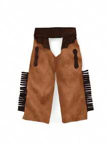 4pcs/Set Children's Cosplay Costume Set For Boys, Western Cowboy Style Outfit (Vest + Pants + Hat + Scarf) - Coffee Brown - View 5