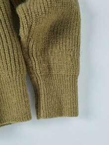 Men's Casual Solid Color Crew Neck Long Sleeve Sweater, Versatile For Autumn/Winter - Olive Green - View 7