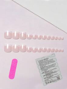 48片美甲套装，白色法式美甲，简约浅蓝色法式美甲，杏仁形假指甲，适合夏季佩戴，女士和女孩适用。包含2张美甲贴纸和2个迷你指甲锉，随机赠送果冻胶。 - 淺藍色 - 查看 4