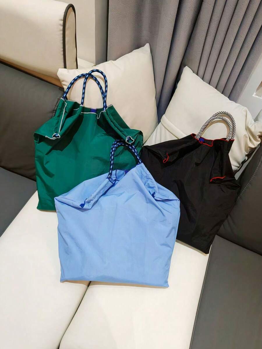 1 chiếc túi xách thời trang đa năng, túi tote nylon nhẹ tối giản dành cho người đi làm, túi mua sắm có thể gấp gọn. - Nhiều màu - Xem 1