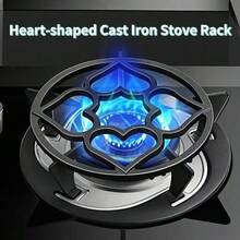 1pc Heart-Shaped Cast Iron Heavy Duty Gas Stove Rack - Kitchen Anti-Slip Shelf, Milk Pot Rack, Tea Pot Rack, Gas Stove Rack With Sturdy Base, Compatible With Gas Stove, Electric Stove And Halogen/Induction Cooktop, Highly Durable, Not For Direct Food Contact