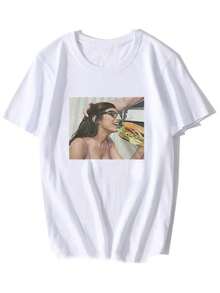 2025 Nieuwe Mia Khalifa Mannen T-Shirt Zomer Mannen Korte Mouw O-Hals Katoenen T-Shirt Hip Hop T-Shirt Top Harajuku - White - View 1