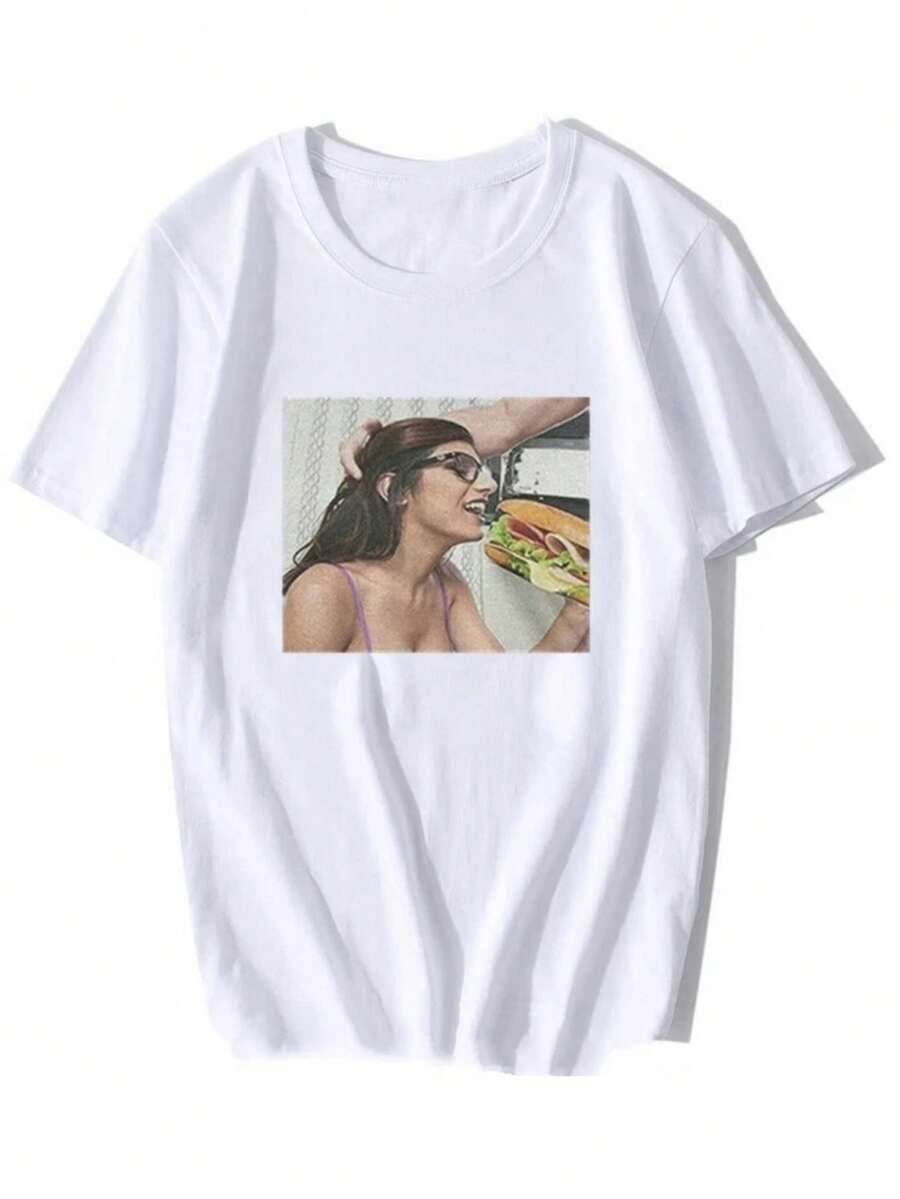 2025 Nieuwe Mia Khalifa Mannen T-Shirt Zomer Mannen Korte Mouw O-Hals Katoenen T-Shirt Hip Hop T-Shirt Top Harajuku - White - View 1
