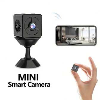 1 st HDWiFi Mini HD-kamera för hemmakontor, säkerhetskamera för barnvakt, larm, fjärrvisning, mikrokamera med mörkerseende och rörelsedetekteringsfunktion, applikationsprogram.