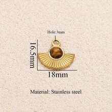 1pc Stainless Steel Minimalist Charm Pendant: Fan, Sun, Water Drop Design Featuring Tiger's Eye Stone Inlay, Black Pendant Necklace & Earring DIY Jewelry Components Women's Stainless Steel Jewelry - 21 Pendant - View 7
