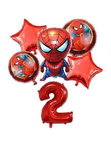推荐热销超级英雄蜘蛛侠复仇者联盟生日装饰铝箔气球派对用品，生日数字气球套装 - 彩色 - 查看 17