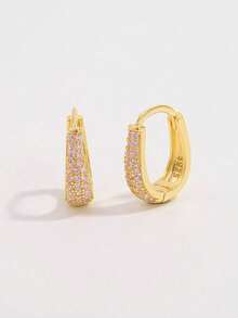 Vaerine 1 Cặp bông tai tròn thiết kế tinh tế, nhẹ, tối giản, sáng bóng cổ điển bằng bạc Sterling 925 Cubic Zirconia tông vàng dành cho nữ, thích hợp cho các buổi hẹn hò, tiệc tùng, đeo hàng ngày, làm quà tặng phụ kiện để khoe nét quyến rũ - Vàng - Xem 8