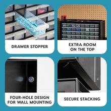 TYUI IRIS USA Bead Organizer Drawers 64-Drawer Screw Tool Electronics Hardware Nuts And Bolts Plastic Garage Storage Cabinet Bin Stackable Craft Supply Building Bricks Sorter Teacher Tool Box Black - Black - View 2