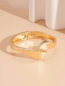 1pc Vintage Coin Texture Heart & Asymmetrical Geometric Minimalist Elegant Bracelet, Suitable For Women's Party Wear - Large - View 14